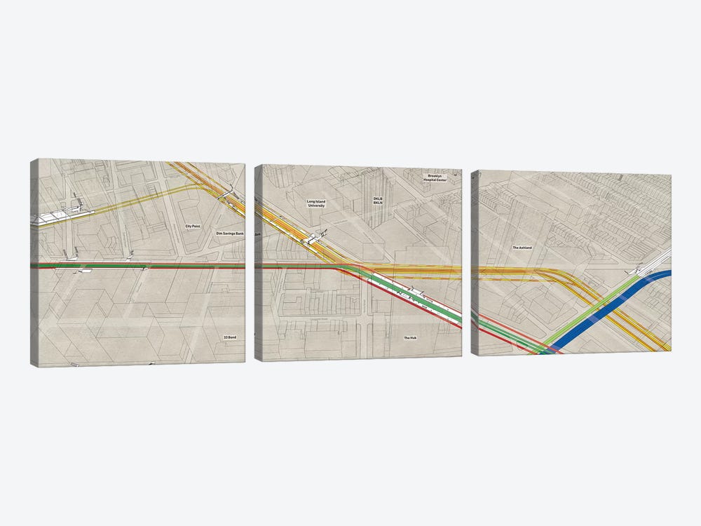 Brooklyn Flatbush Avenue Subway Cluster by Project Subway NYC 3-piece Canvas Art Print