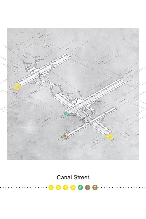 Canal Street Station 3D Map Poster by Project Subway NYC wall art