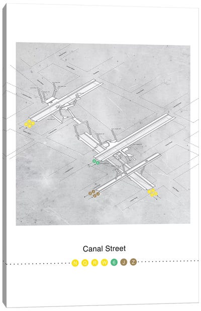 Canal Street Station 3D Map Poster Canvas Art Print - Project Subway NYC