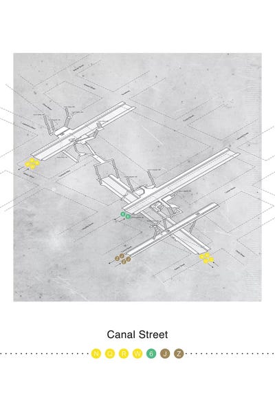 Project Subway NYC: Canal Street Station 3D Map Poster by Project Subway NYC