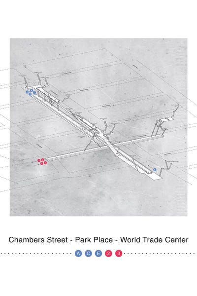 Chambers Street - Park Place - World Trade Center Station 3D Map Poster
