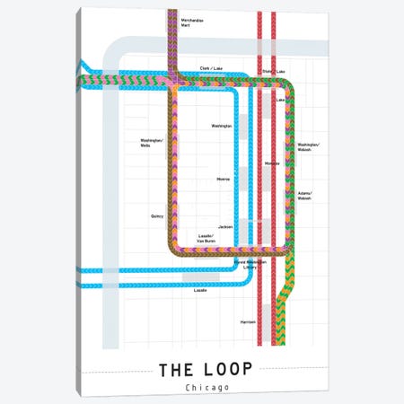 Chicago Loop Map Canvas Print #PSN71} by Project Subway NYC Canvas Print
