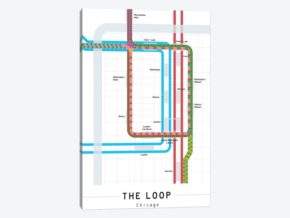 Chicago Loop Map by Project Subway NYC 1-piece Canvas Art Print