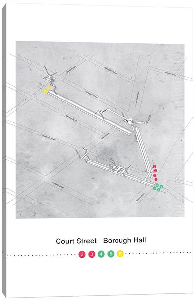 Court Street - Borough Hall Station 3D Map Poster Canvas Art Print - New York City Map