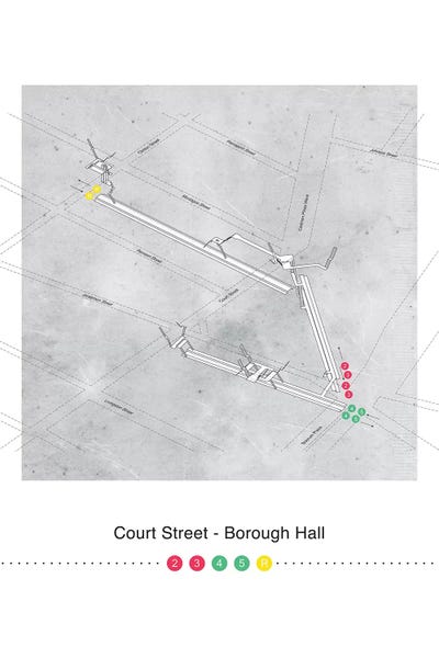 New York City Maps: Court Street - Borough Hall Station 3D Map Poster by Project Subway NYC