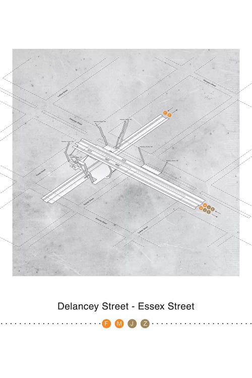 Delancey Street - Essex Street Station 3D Map Posterm by Project Subway NYC wall art