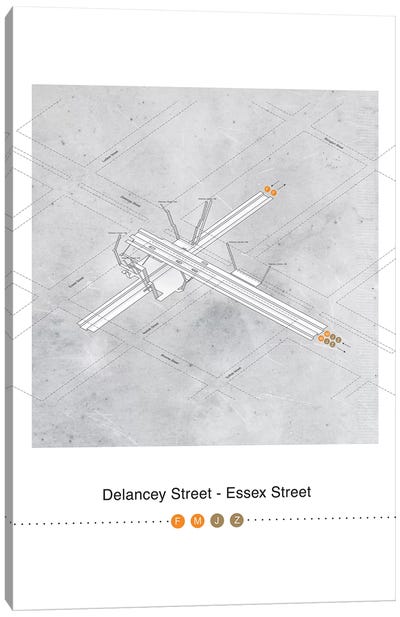 Delancey Street - Essex Street Station 3D Map Posterm Canvas Art Print - Project Subway NYC