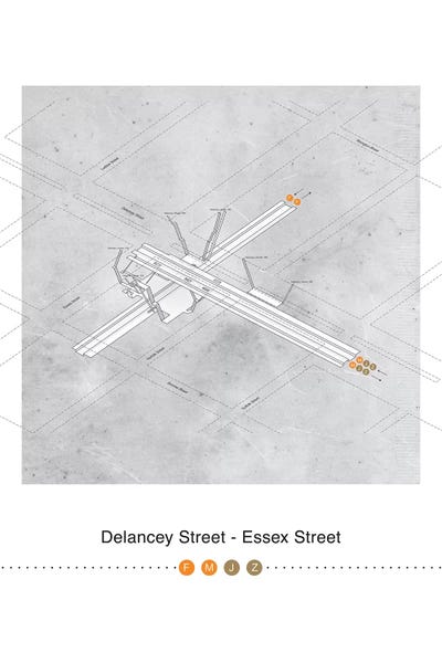 Project Subway NYC: Delancey Street - Essex Street Station 3D Map Posterm by Project Subway NYC