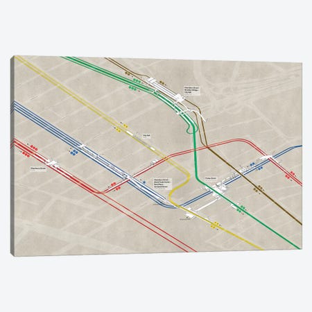 Downtown Manhattan Subway Cluster Canvas Print #PSN75} by Project Subway NYC Canvas Wall Art