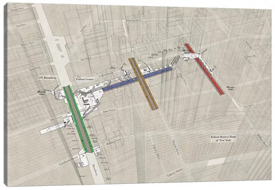 Fulton Street - Subway 3D X-Ray Canvas Art Print - New York City Map