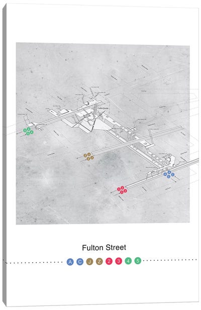 Fulton Street Station 3D Map Poster - Manhattan Canvas Art Print - Tunnel & Subway Art