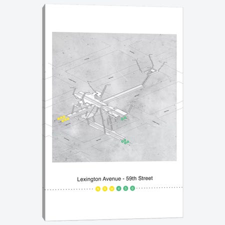 Lexington Avenue - 59th Street Station3D Map Poster Canvas Print #PSN80} by Project Subway NYC Canvas Wall Art