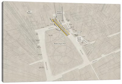 Madison Square Park - Subway 3D X-Ray Canvas Art Print - New York City Map