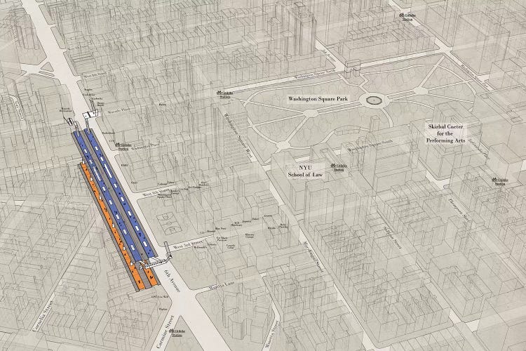 West 4th Street Washington Square - Subway 3D X-Ray by Project Subway NYC wall art