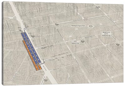 West 4th Street Washington Square - Subway 3D X-Ray Canvas Art Print - New York City Map