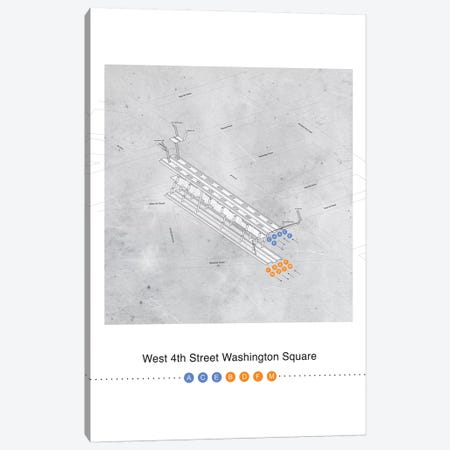 West 4th Street Washington Square Station 3D Map Poster Canvas Print #PSN85} by Project Subway NYC Canvas Art Print