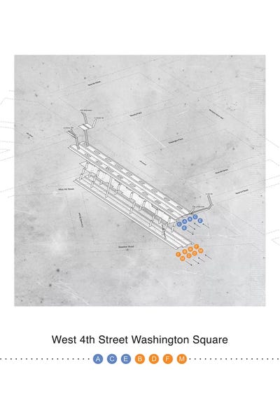 Project Subway NYC: West 4th Street Washington Square Station 3D Map Poster by Project Subway NYC
