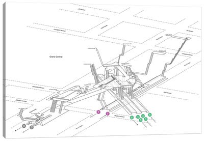 42nd Street Grand Central Station 3D Diagram Canvas Art Print - Transit Maps