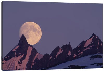 Full Moon Rising Behind The Chugach Mountains, Alaska, USA Canvas Art Print