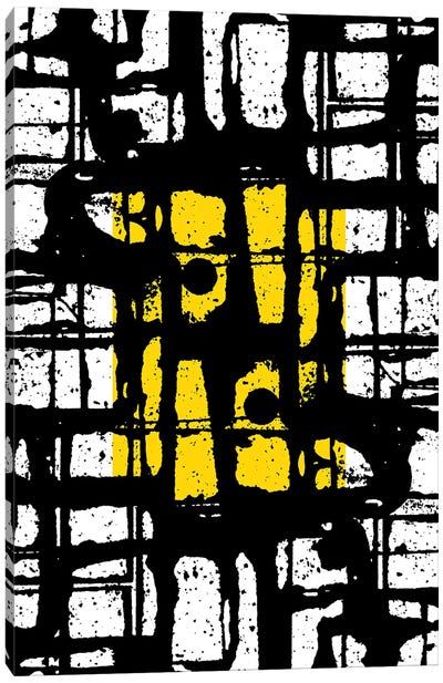 Index XIV Canvas Art Print - Black, White & Yellow Art