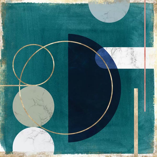 Teal Abstract Art: Restricted Fragment II by PI Studio