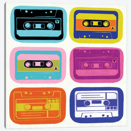 Retro Cassettes Canvas Print #PST1118} by PI Studio Art Print