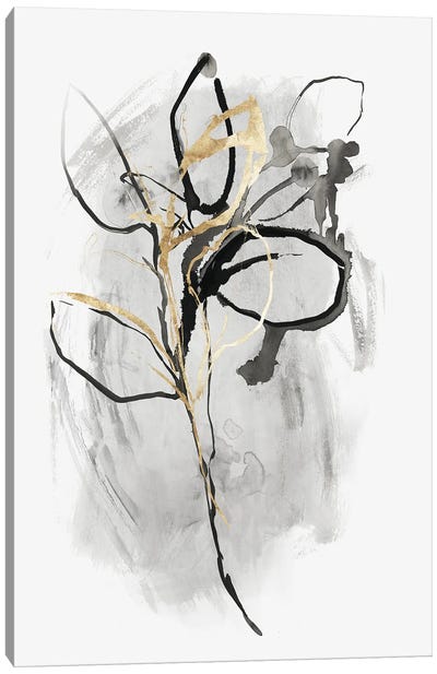 All the Leaves Are Gold II Canvas Art Print - Black, White & Gold Art