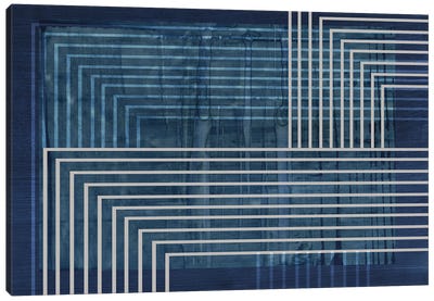 Beneath the Dark Blue Waves I Canvas Art Print - Linear Abstract Art