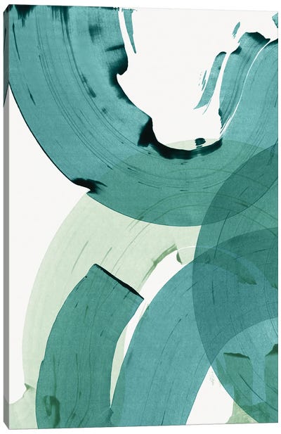Green Movement II Canvas Art Print - Circular Abstract Art