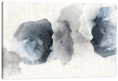 Crackled Blue Rocks Canvas Art Print - Circular Abstract Art