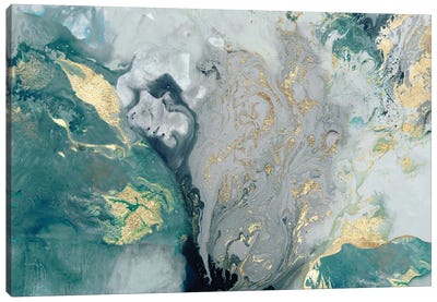 Ocean Splash I Canvas Art Print - Gold Abstract Art