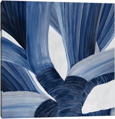 Blue Tropical Steam II Canvas Art Print - Tropical Leaf Art