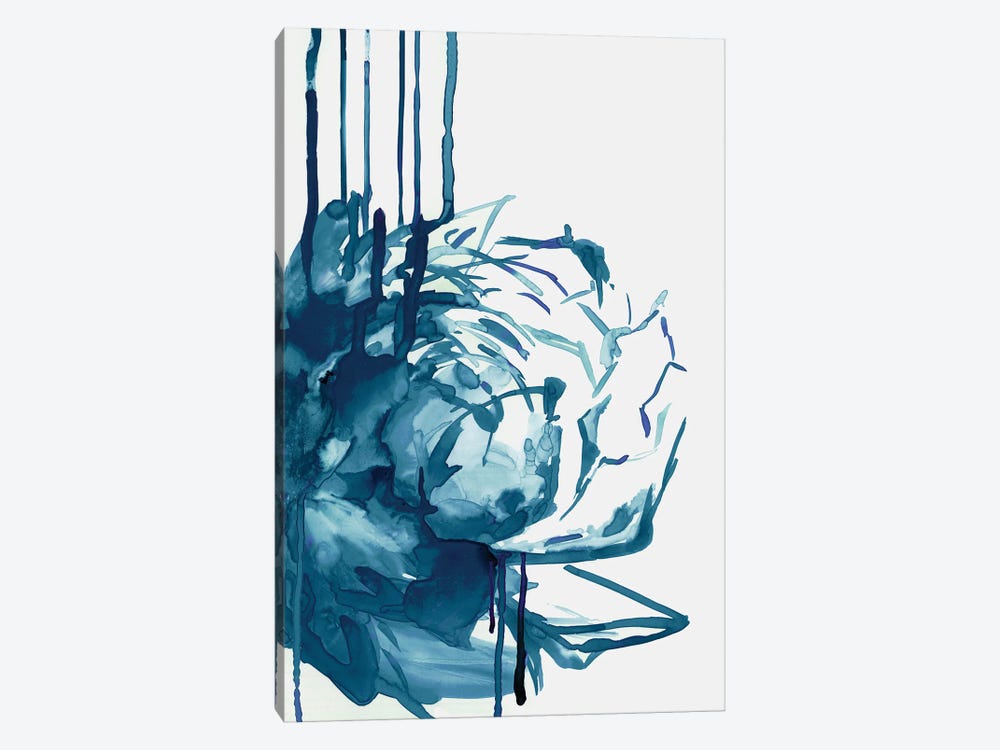 Blue Floral Drip by PI Studio 1-piece Canvas Art