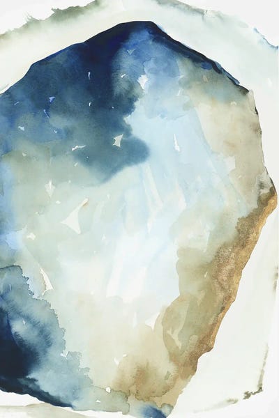 Gold Abstract Art: Shapes of Blue Watercolor II by PI Studio