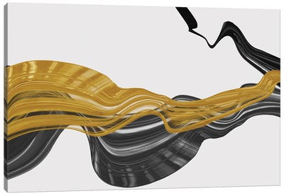 Black And Gold Lines Canvas Art Print - PI Studio