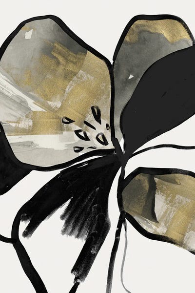 Black & White & Gold: Yellow Botanical II by PI Studio