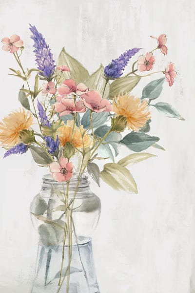 Canvas Print: Vibrant Blooms In Glass Vase by PI Studio - thumbnail