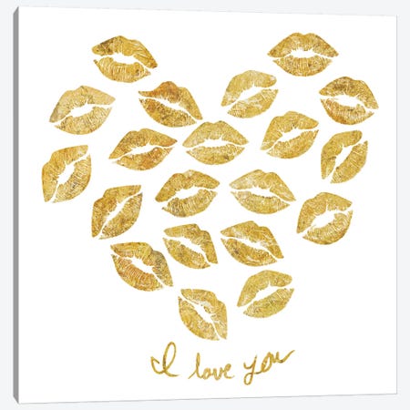 I Love You Gold Lips Canvas Print #PST342} by PI Studio Canvas Art Print