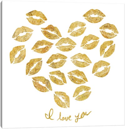 I Love You Gold Lips Canvas Art Print