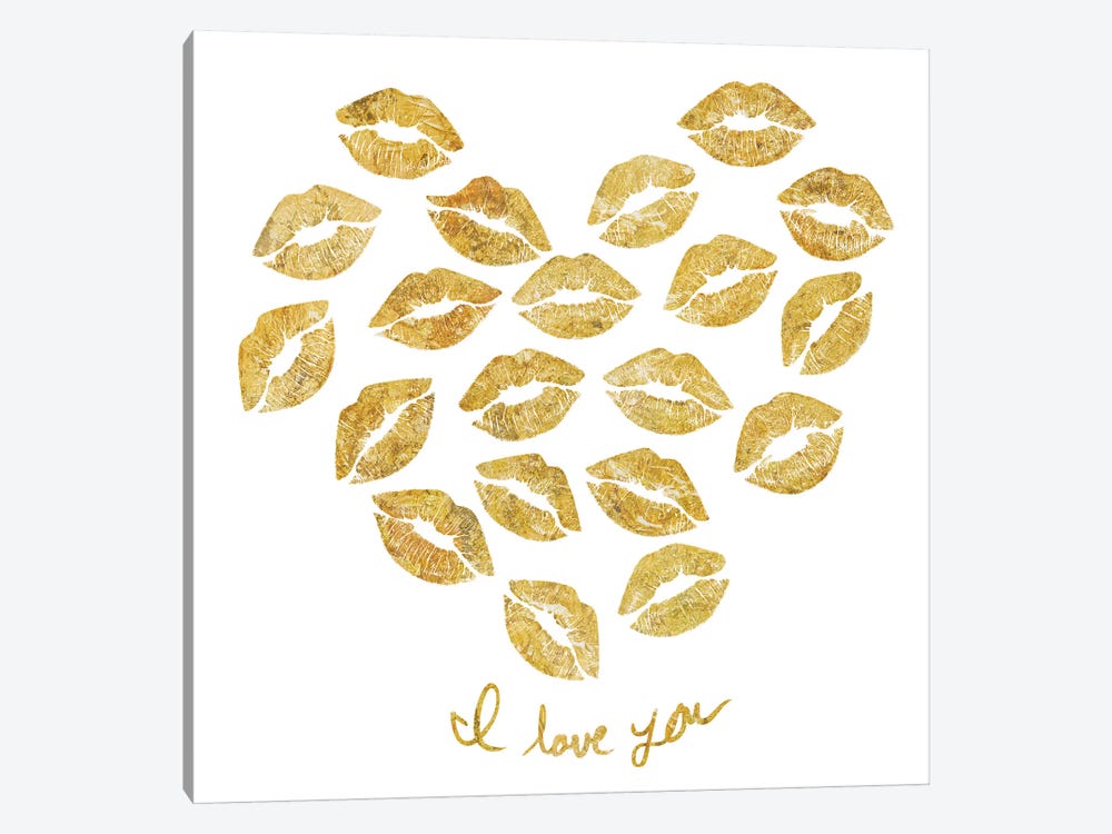 I Love You Gold Lips 1-piece Canvas Art