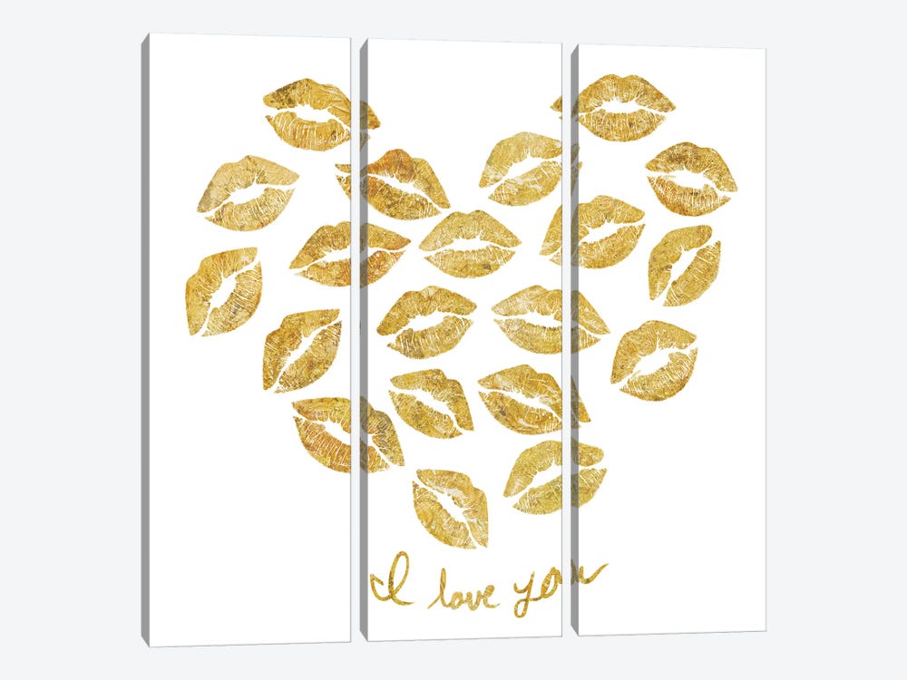 I Love You Gold Lips by PI Studio 3-piece Canvas Art