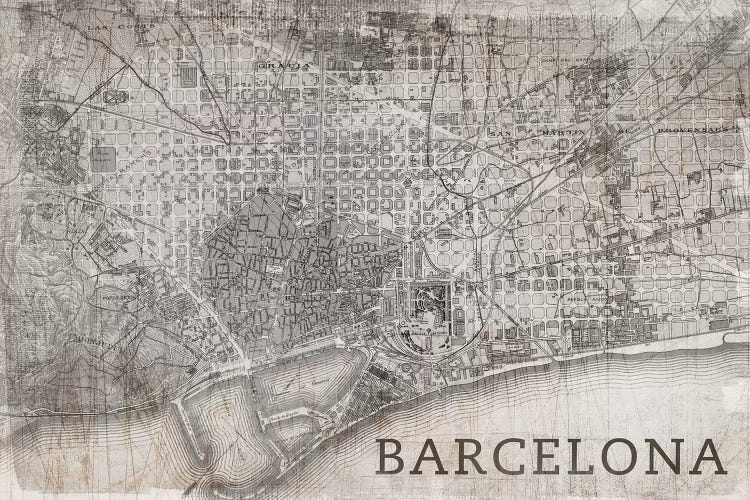 Map Barcelona, Vintage by PI Studio wall art