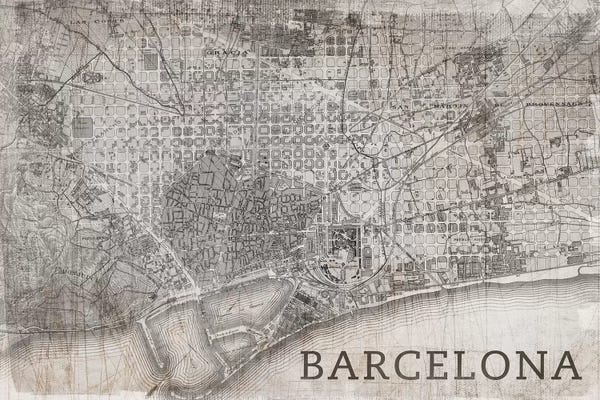 Catalonia: Map Barcelona, Vintage by PI Studio