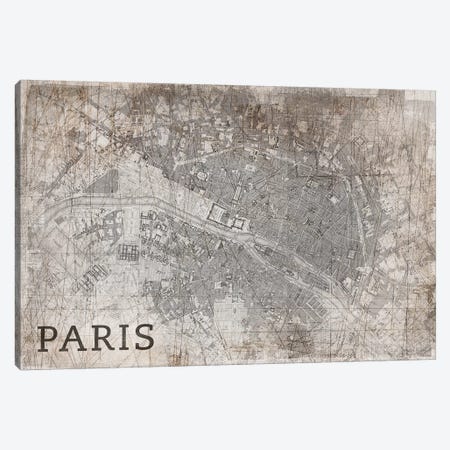 Map Paris, Vintage Canvas Print #PST448} by PI Studio Canvas Wall Art