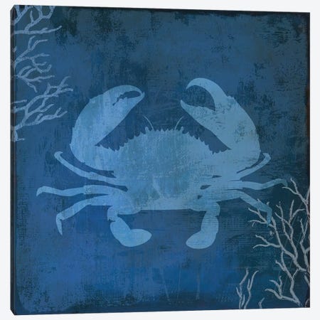 Navy Sea Crab Canvas Print #PST494} by PI Studio Canvas Artwork