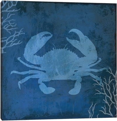 Navy Sea Crab Canvas Art Print - Seafood Art