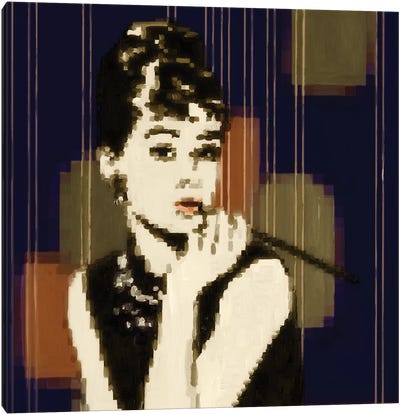 Pixeled Hepburn Canvas Art Print - Pixel Art