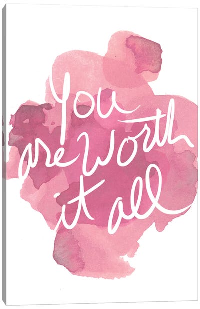 Watercoulours Pink Type I Canvas Art Print - Love Typography