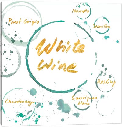 White Wine Gold Canvas Art Print - Food & Drink Art