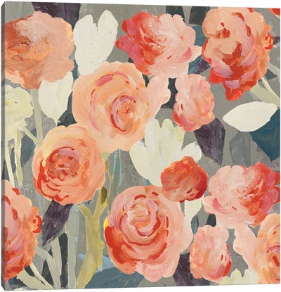 Peach Floral Canvas Art Print - PI Studio